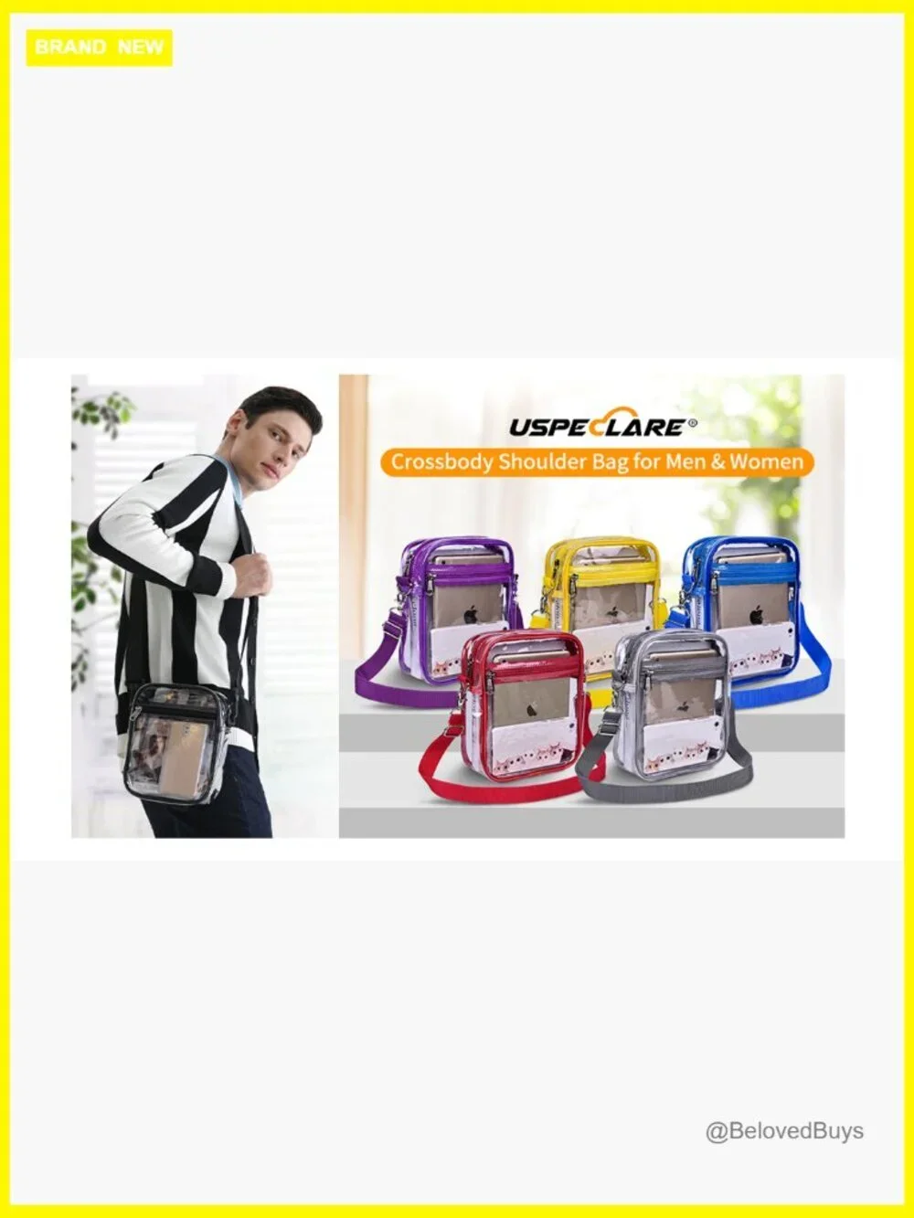 Clear Messenger Crossbody Bag Stadium Approved PVC Travel